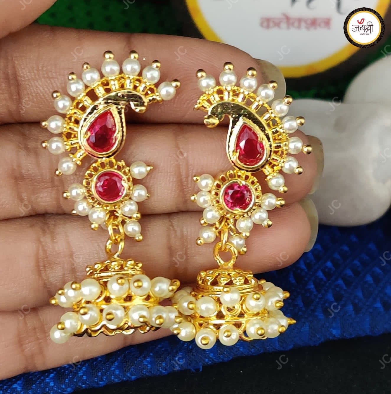 Buy Glamour Traditional Golden Pearl Moti Jhumki Jhumka Earrings for Women  Girl Design at Amazon.in